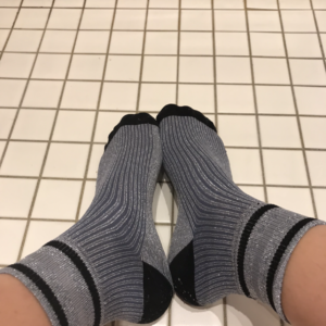 Blå brugte glimmerstrømper