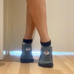Super søde ankelstrømper med kattemotiv