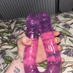 God lang pink dobbelt dildo
