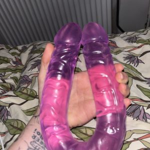 God lang pink dobbelt dildo