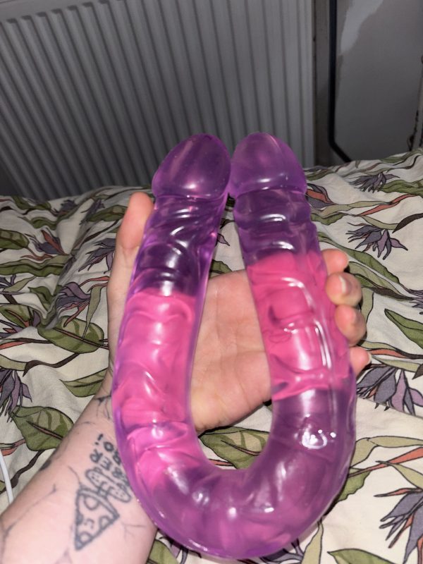 God lang pink dobbelt dildo