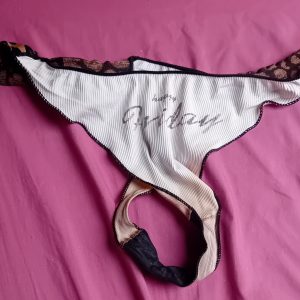 Hvid G-streng m. Leopard print